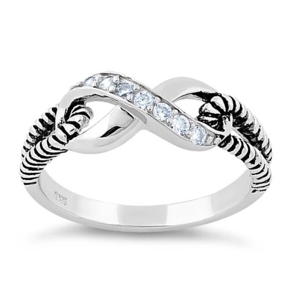 925 STERLING SILVER Infinity Cubic Zirconia Ring - Picture 16 of 16
